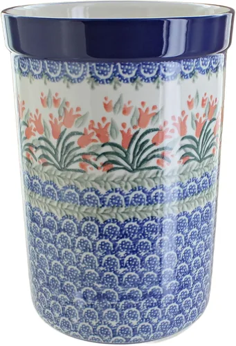 Miniatura 9 de Blue Rose - Tarro de utensilios de cerámica polaca Blue Posy - 7.75 x 5.5 pulgadas - Almacenamiento perfecto para encimera para cucharas, espátulas