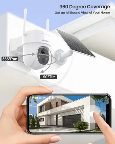 Miniatura 2 de Paquete de 2 cámaras de seguridad solares inalámbricas para exteriores, cámaras de seguridad 2K inalámbricas para exteriores con tarjeta SD de 64 GB