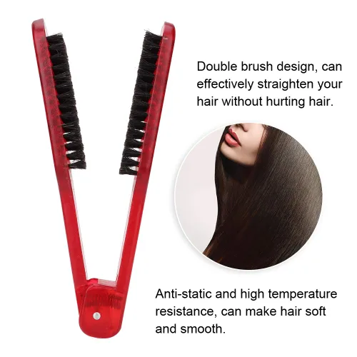 Miniatura 3 de Sh de doble cara, herramienta de peine para enderezar el cabello, herramientas en forma de V para peluquería casera [rojo]