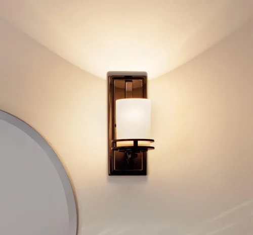 Miniatura 5 de Kichler Hendrik - Lámpara de pared de 12 pulgadas en bronce antiguo con vidrio grabado en color oscuro, lámpara de pared de 1 luz para dormitorio
