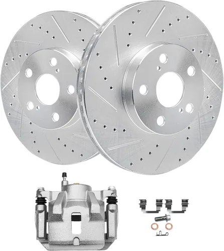 Miniatura 37 de Detroit Axle - Rotores de disco delantero + pinza de freno lateral del pasajero de repuesto para Mitsubishi Raider Dodge Dakota 2005-2008 - Juego