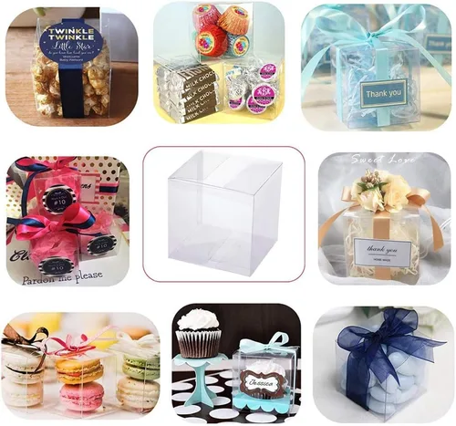 Miniatura 7 de BENECREAT Paquete de 10 cajas grandes de plástico transparente de 4.7 x 4.7 x 4.7 pulgadas para regalos de fiesta de San Valentín y dulces de fiesta
