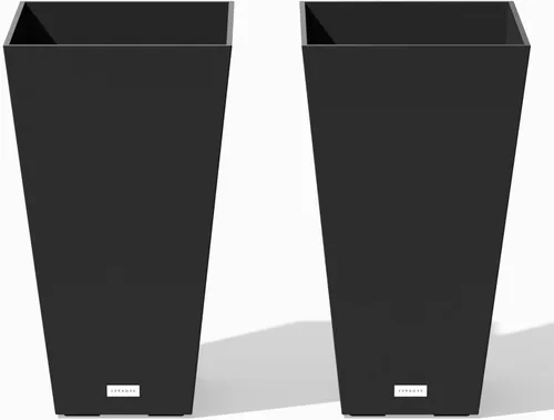 Miniatura 22 de Veradek V-Resin - Macetero cónico para interiores y exteriores, paquete de 2 (26 pulgadas, gris)