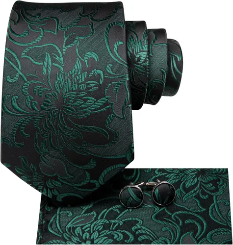 Miniatura 301 de Hi-Tie Corbatas de seda para hombre, diseño de cachemira a rayas, con bolsillo, gemelos cuadrados, conjunto formal de negocios