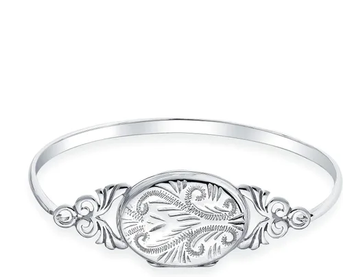 Miniatura 2 de Pulsera personalizada estilo vintage grabada con medallón que sostiene foto para mujer plata de ley