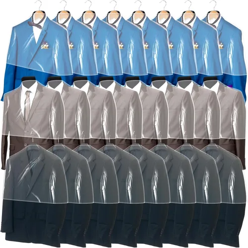 Miniatura 9 de Chumia Paquete de 50 fundas de hombro para ropa en el armario, fundas transparentes para colgar en trajes, chaquetas, camisas, protector organizador