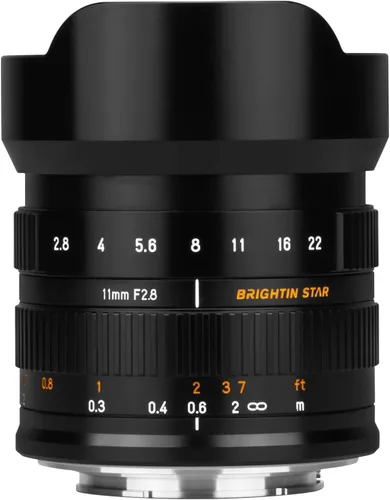 Brightin Star Lente ojo de pez de montaje F2.8 L de 0.433 in para Leica Panasonic Sigma, lente de cámara sin espejo de enfoque manual ultra gran
