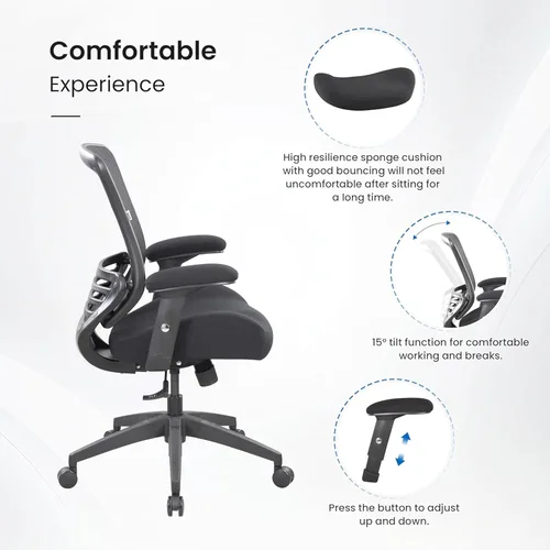 Miniatura 4 de BOLISS Silla de oficina ergonómica de malla súper suave, gruesa y ancha, silla de escritorio para computadora, brazos ajustables en altura y soporte