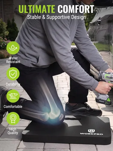 Miniatura 3 de WORKPRO Almohadilla de rodillas extra gruesa, amortiguación de espuma suave para la rodilla, alfombrilla grande de espuma para arrodillarse