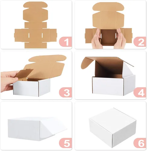 Miniatura 3 de Eupako Cajas de Envío 9x6x2 pulgadas de Cartón Corrugado Pequeñas - Paquete de 25 Cajas de Correo Blancas para Embalaje de Pequeñas Empresas, Caja