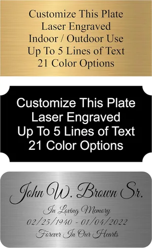 Placa de Nombre Grabada, Placa de Nombre Personalizada - 2x4, 2x6, 2x8, 3x6-21 Colores, 3 Estilos de Esquina, 17 Estilos de Fuentes, Placas de