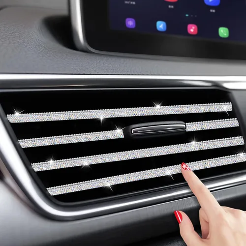 INSAUTO Bling - Tira de decoración de ventilación de automóvil, accesorios brillantes para mujeres y niñas, 10 tiras de decoración de ventilación de