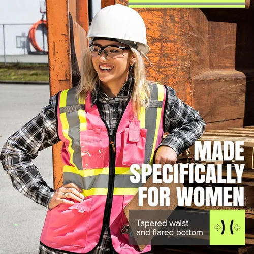 Miniatura 2 de Pioneer Chaleco de seguridad para mujer con bolsillos - Cinta reflectante de alta visibilidad - Para la construcción - Rosa