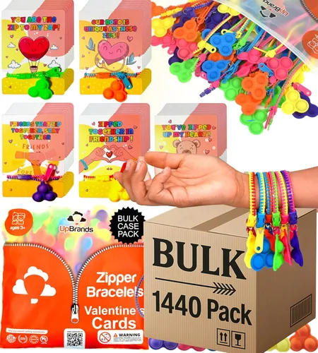 Miniatura 11 de UpBrands 120 pulseras de amistad con cremallera de 7.5 pulgadas, regalos de Pascua para niños, juguetes silenciosos para aliviar el estrés, kit