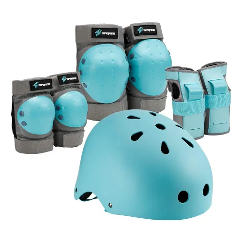 Miniatura 8 de Casco de bicicleta para niños, casco ajustable para niños, jóvenes y adultos, rodilleras, coderas, protectores de muñeca, equipo de protección