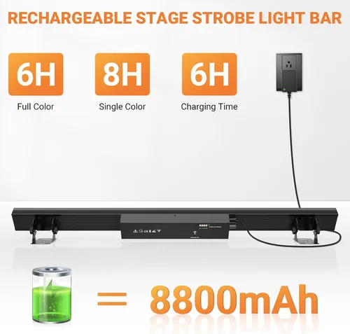 Miniatura 3 de Barra de luz de escenario alimentada por batería: 150W 3IN1 RGBW cambio de color - Inalámbrico 2.4G DMX y control remoto - Efectos estroboscópicos