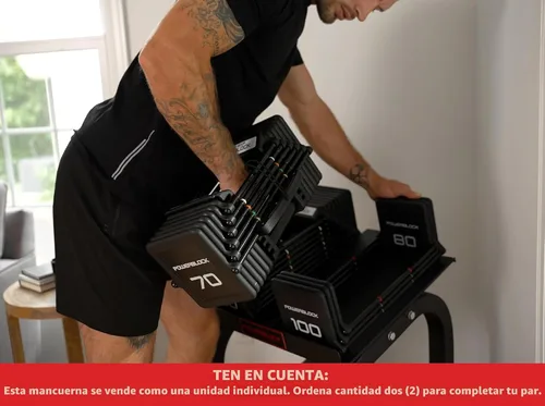 Miniatura 6 de PowerBlock Pro 100 - Mancuerna ajustable, se vende como una sola unidad, mancuerna de 5 a 100 libras, construcción de acero duradero