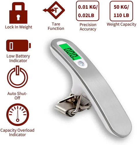 Miniatura 2 de AlfaView Digital Luggage Scale with Hook Straps, Portable Electronic Hanging Suitcase Scale with Tare Function, Hanging Scales Handheld Luggage