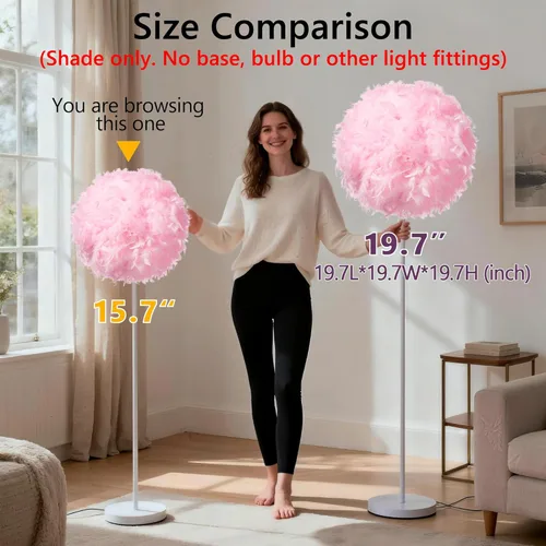 Miniatura 6 de Waneway Sombra de lámpara de 40 cm con diseño de plumas para lámpara colgante de techo, pantalla de lámpara para lámpara de mesa y de pie para sala