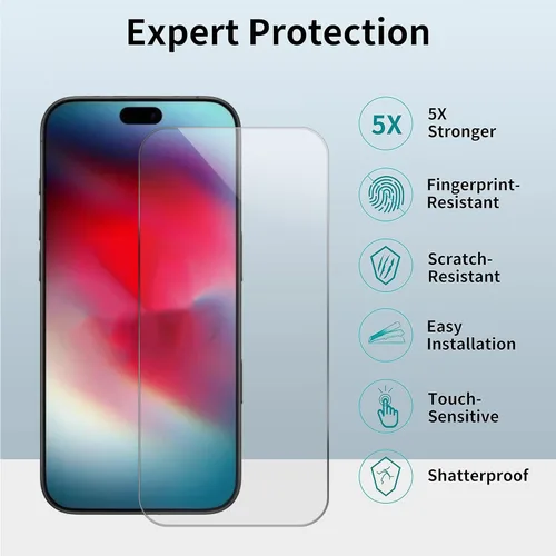 Miniatura 5 de ImpactStrong Paquete de 3 protectores de pantalla de vidrio templado inastillables para iPhone 17 Pro Max [marco de fácil instalación]