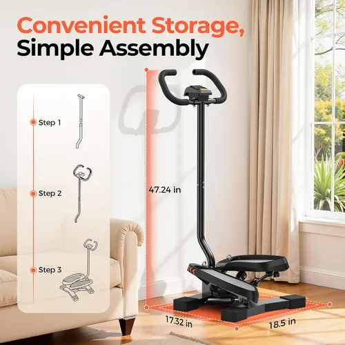 Miniatura 7 de SPORTSROYALS Escalera de escalera, giro/mini escalón para ejercicio en casa, máquina de pasos con bandas de resistencia para entrenamiento de cuerpo