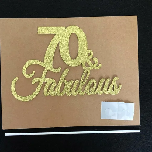 Miniatura 5 de Decoración para tartas de doble cara con purpurina dorada 70 y fabulosa decoración para tartas 70 para cumpleaños 70, boda, aniversario, decoración