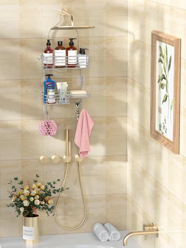 Miniatura 6 de SMARTAKE Organizador colgante para cabezal de ducha, organizador de estante de ducha de baño a prueba de óxido, acero inoxidable SUS201 sobre