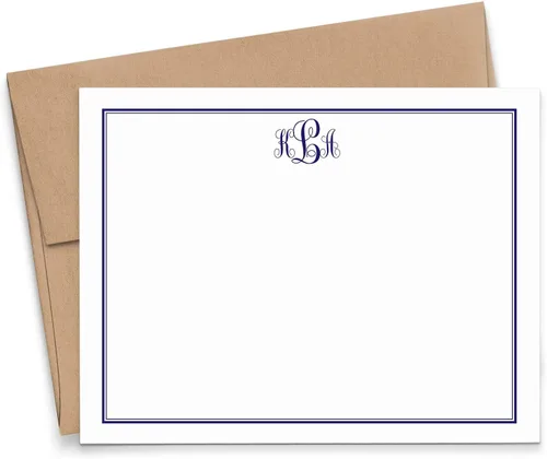 Miniatura 8 de Modern Pink Paper Juego de papelería con monograma de 3 letras para hombres o mujeres TARJETAS DE NOTAS PLANAS, tarjetas de notas con monograma