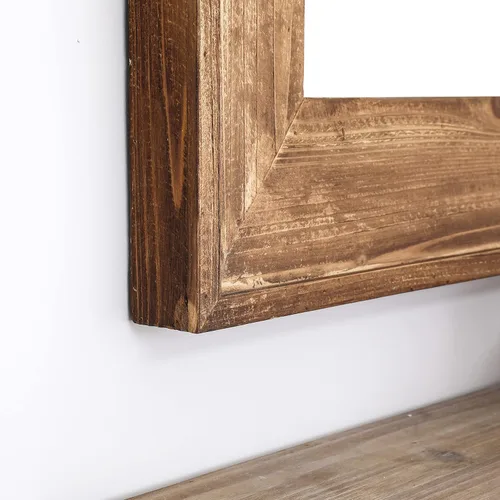 Miniatura 7 de Espejo de tocador de baño con marco de madera para montaje en pared, espejo rústico rectangular horizontal/vertical para sobre lavabo, dormitorio