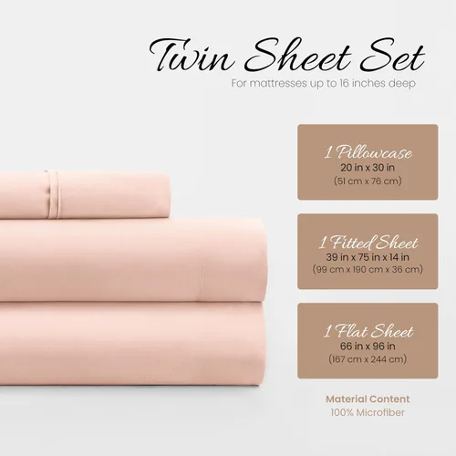Miniatura 2 de Linen Market Sábanas para cama de tamaño individual (rubor). Duerme mejor que nunca con estas sábanas individuales suaves y refrescantes. Bolsillo