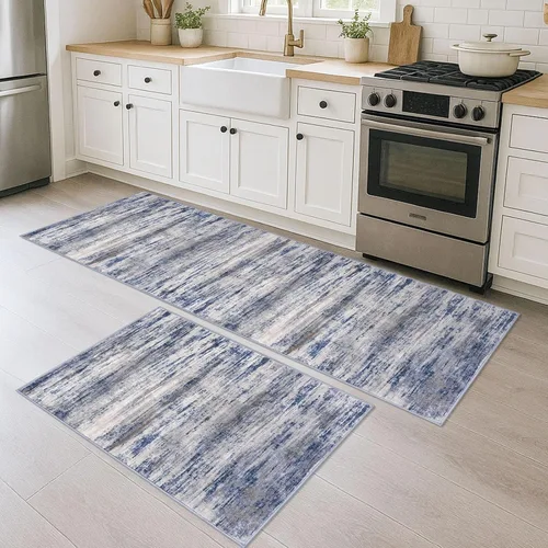 Miniatura 42 de KOZYFLY – Alfombra de pasillo moderna y lavable de diseño abstracto verde, 2 x 5 pies, antideslizante, suave y de pelo corto, ideal para cocina