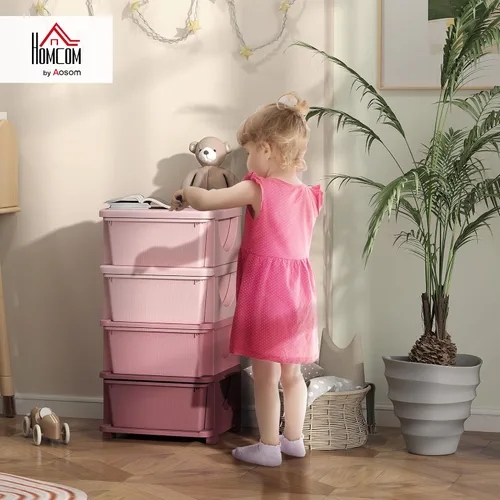 Miniatura 2 de Qaba Unidad de almacenamiento de 4 niveles para niños, organizadores de juguetes y almacenamiento con 4 cajones para dormitorio de niños, guardería
