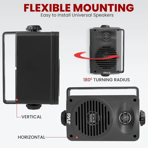 Miniatura 5 de Pyle Par de altavoces para interiores y exteriores – Sistema de altavoces de rango completo de 2 vías de 200 vatios a prueba de agua dual de 3.5