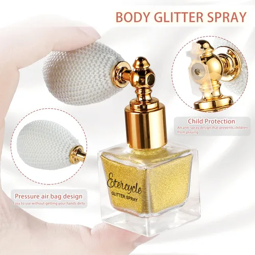 Miniatura 2 de Etercycle - Pulverizador de purpurina dorada para el cuerpo, polvo en aerosol brillante, polvo de purpurina brillante, maquillaje brillante