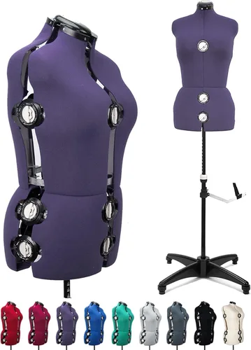Miniatura 18 de BHD BEAUTY Beige 13 Dials Maniquí femenino ajustable de tela con forma para costura, torso de maniquí con soporte de trípode, hasta 70" de altura