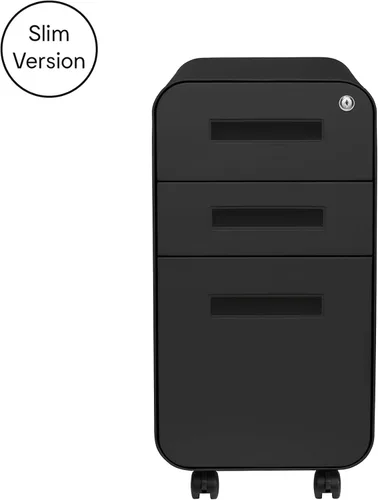 Miniatura 4 de Laura Davidson Furniture Stockpile Archivador móvil delgado de 3 cajones con cerradura - Archivador de metal para debajo del escritorio, carpetas