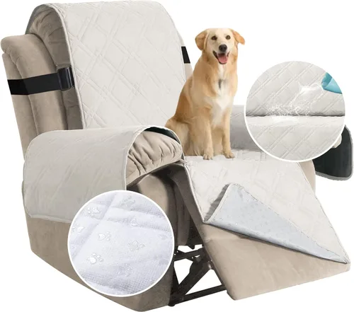 Miniatura 10 de H.VERSAILTEX - Funda protectora para sillón reclinable 100% impermeable, acolchada, con correa elástica y parte posterior con huellitas de silicón