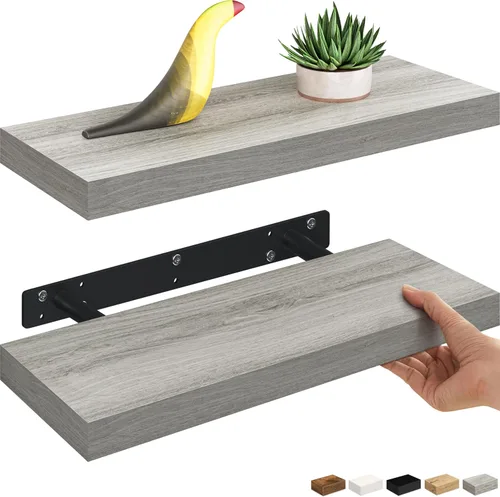 Miniatura 25 de Ballucci - Estantes flotantes, juego de estantes de pared de madera de 36" con soportes invisibles para baño, sala de estar, dormitorio, cocina