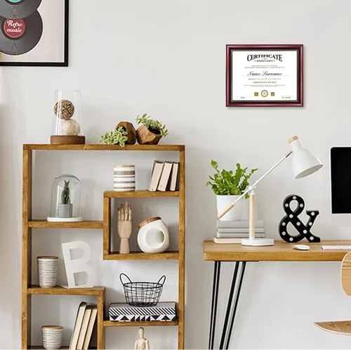 Miniatura 2 de GraduatePro Marco de diploma de certificado de 8.5 x 11, madera maciza y acrílico con protección UV, acabado cereza con ribete dorado