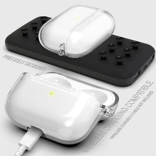 Miniatura 6 de Funda protectora de silicona híbrida compatible con AirPods 3, AirPods de 3ª generación 2021 con llavero delgado de dos piezas a presión en la funda