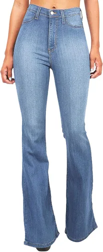 Miniatura 2 de Pantalones de mezclilla sexys de moda para mujer cintura alta bolsillo de pierna ancha acampanados pantalones ajustados con botones pantalones