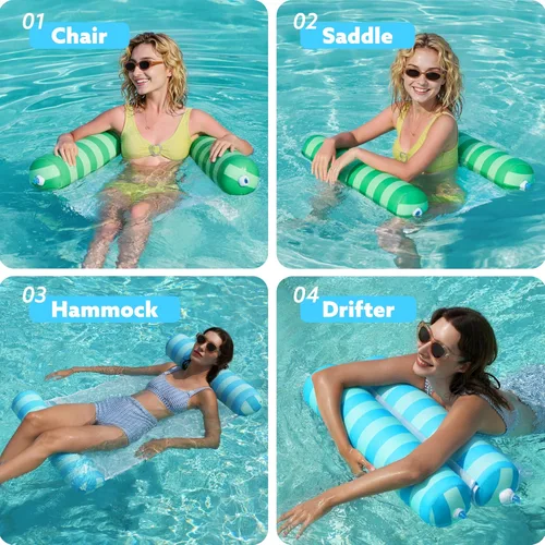 Miniatura 2 de Sloosh Paquete de 3 hamacas inflables para piscina, hamacas de agua, accesorios multiusos para piscina (silla, silla, hamaca, flotador)
