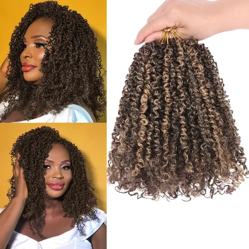 Miniatura 39 de Unionbeauty - Paquete de 8 trenzas de ganchillo Yanky Twist de 6 pulgadas, 8 paquetes, color negro natural, micro Passion Twist, extensiones