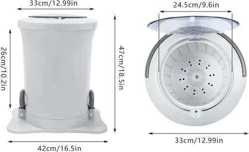 Miniatura 9 de Deshidratador de ropa manual, mini secadora portátil compacta con cubierta superior transparente, deshidratador manual independiente de 12 L/3.17