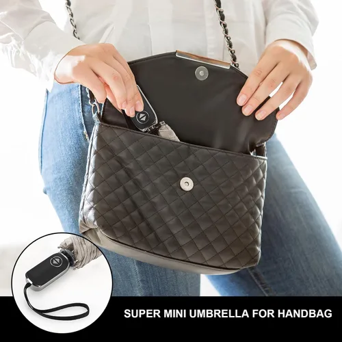 Miniatura 20 de LEAGERA Paraguas de viaje compacto para bolso, mango plano, impermeable para lluvia ligera