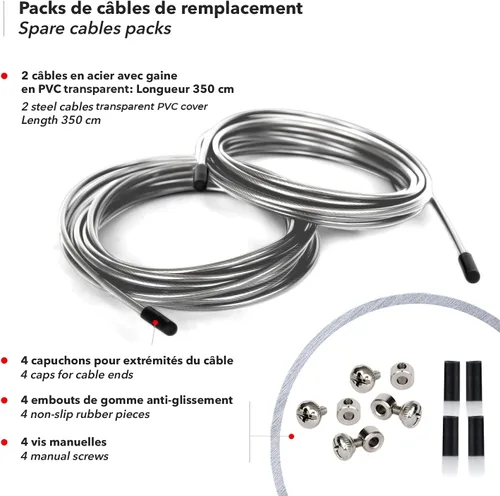 Miniatura 2 de BRANK SPORTS® Paquete de 2 cuerdas de acero de repuesto para todas las cuerdas de saltar Longitud 12 pies 2 diámetros y 7 colores para elegir