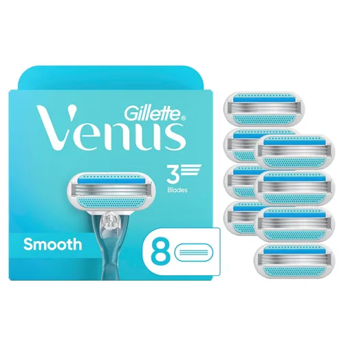 Miniatura 13 de Gillette Venus Smooth Razor para mujeres, incluye 1 mango de afeitar reutilizable + 2 recambios de 3 cuchillas, mango ergonómico de agarre suave