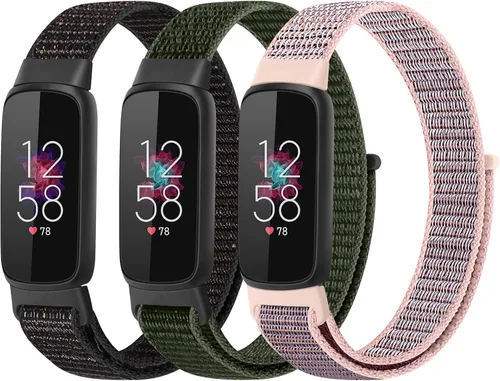 Miniatura 14 de Correas de nailon compatibles con correas Fitbit Luxe, correas deportivas de tela transpirable ajustable Solo Loop, pulsera de repuesto suave