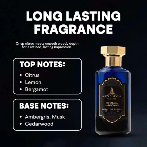 Miniatura 5 de Alexandria Fragrances Himalaya Mountains Perfume – Eau de Parfum unisex prémium con cítricos, sándalo y ámbar gris – Fragancia con almizcle, cedro