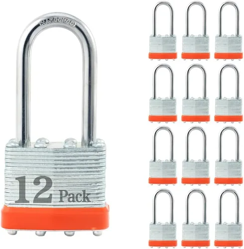 Miniatura 18 de ZonRo Candados de acero laminado con llave, cerraduras iguales con llave, 1-9/16 pulgadas de ancho, candados de grillete largo, paquete de 6, aro